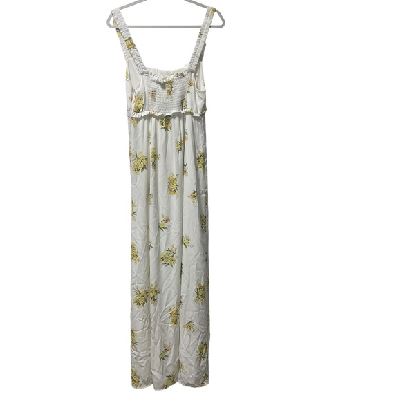 Show Me Your Mumu Women's Maxi Dress White Yellow Floral‎ Ruffle Large - Picture 1 of 6